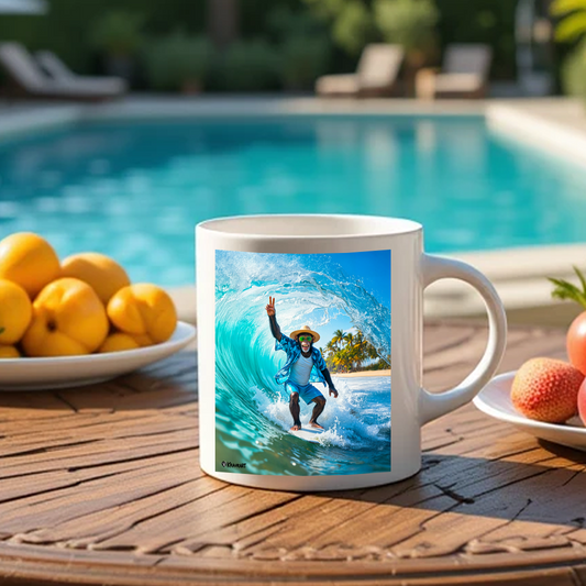 Mug monkey best life surf – Création originale par Kraurart ref 3003 | 330 ml